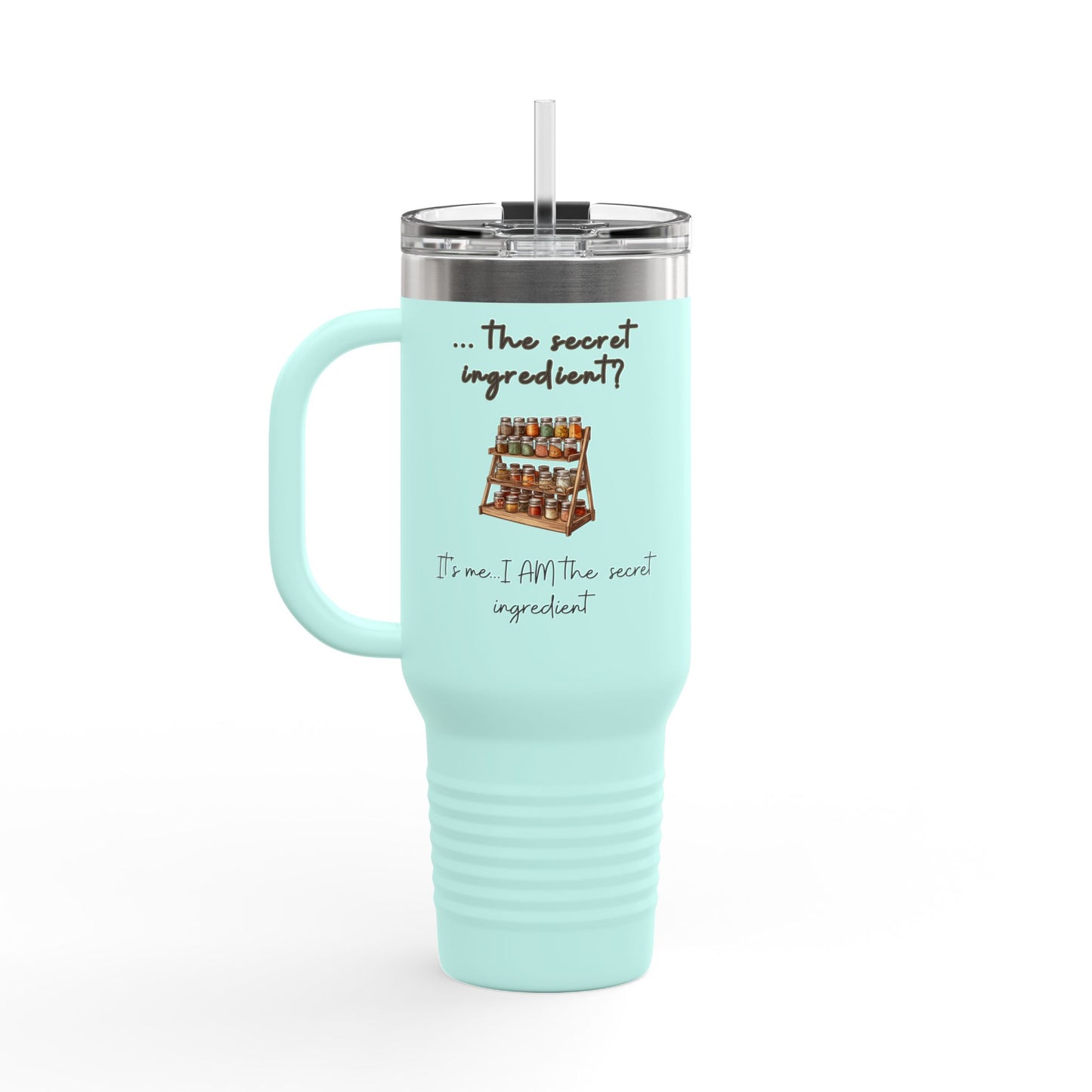 40oz Stainless Steel Insulated Travel Mug – Culinary Humor & Spice Rack Graphic Design