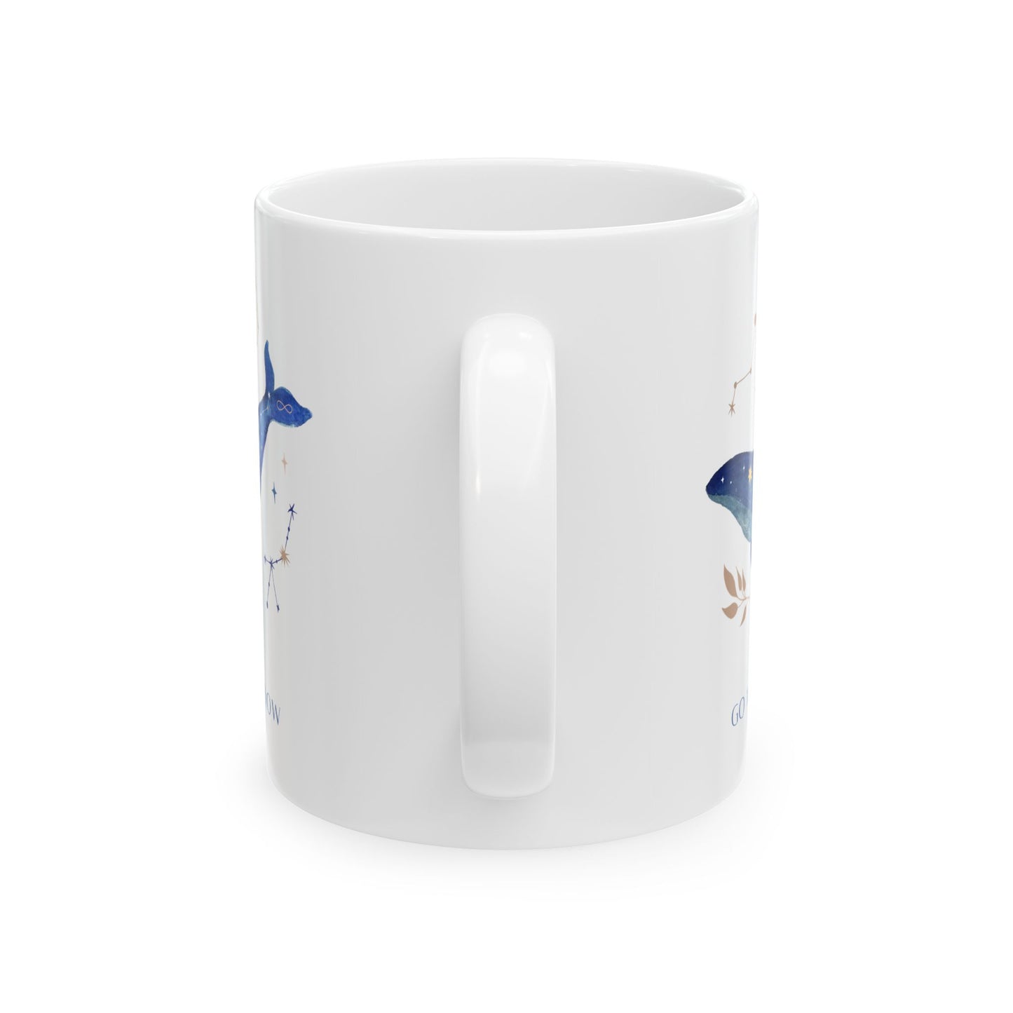Galaxy Whale Coffee Mug | Celestial Ocean Art Cup | Go With The Flow Mindfulness Gift for Star Gazers