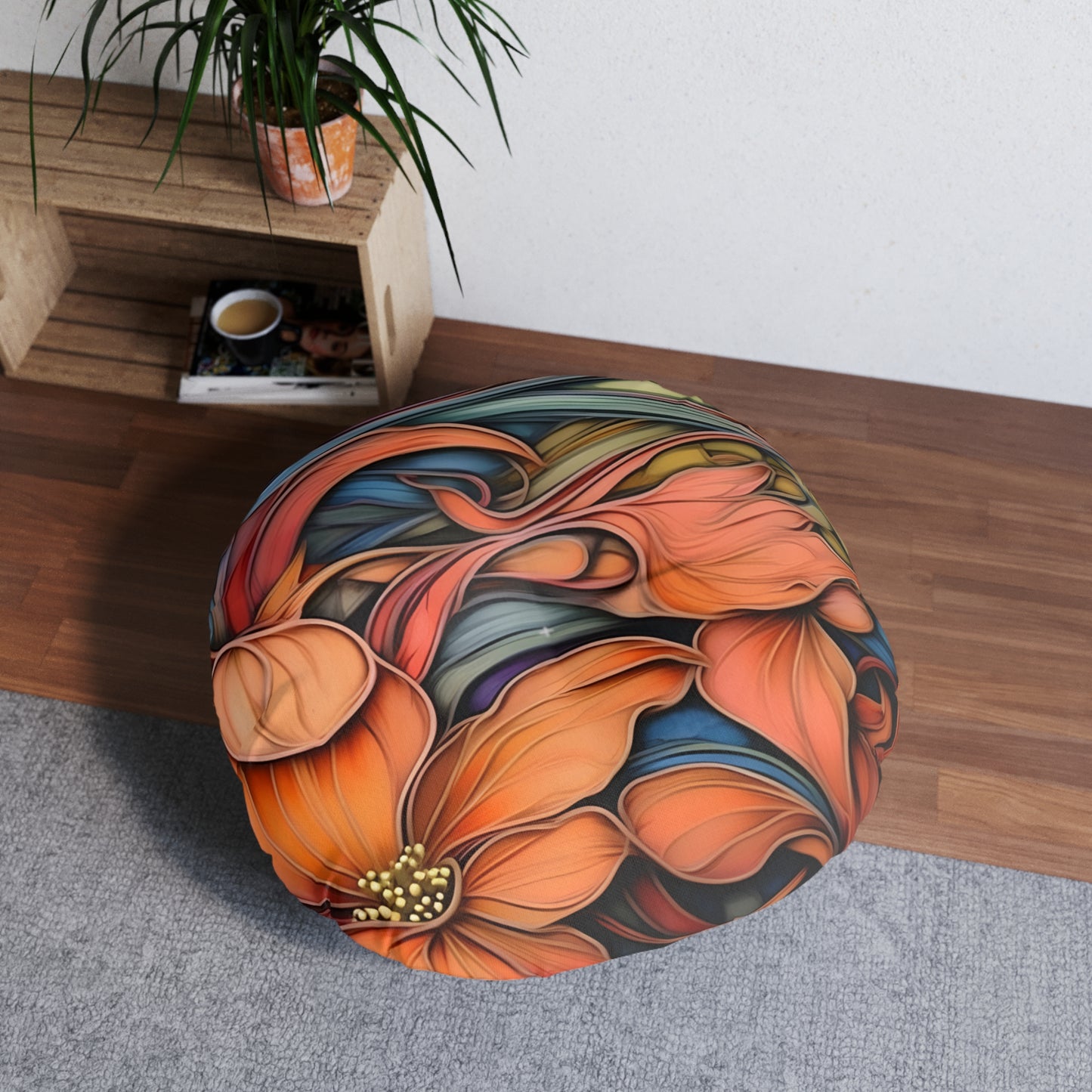 Tufted Floor Pillow | Round  Cushion, Bohemian Accent, Living Room Seating, Gift