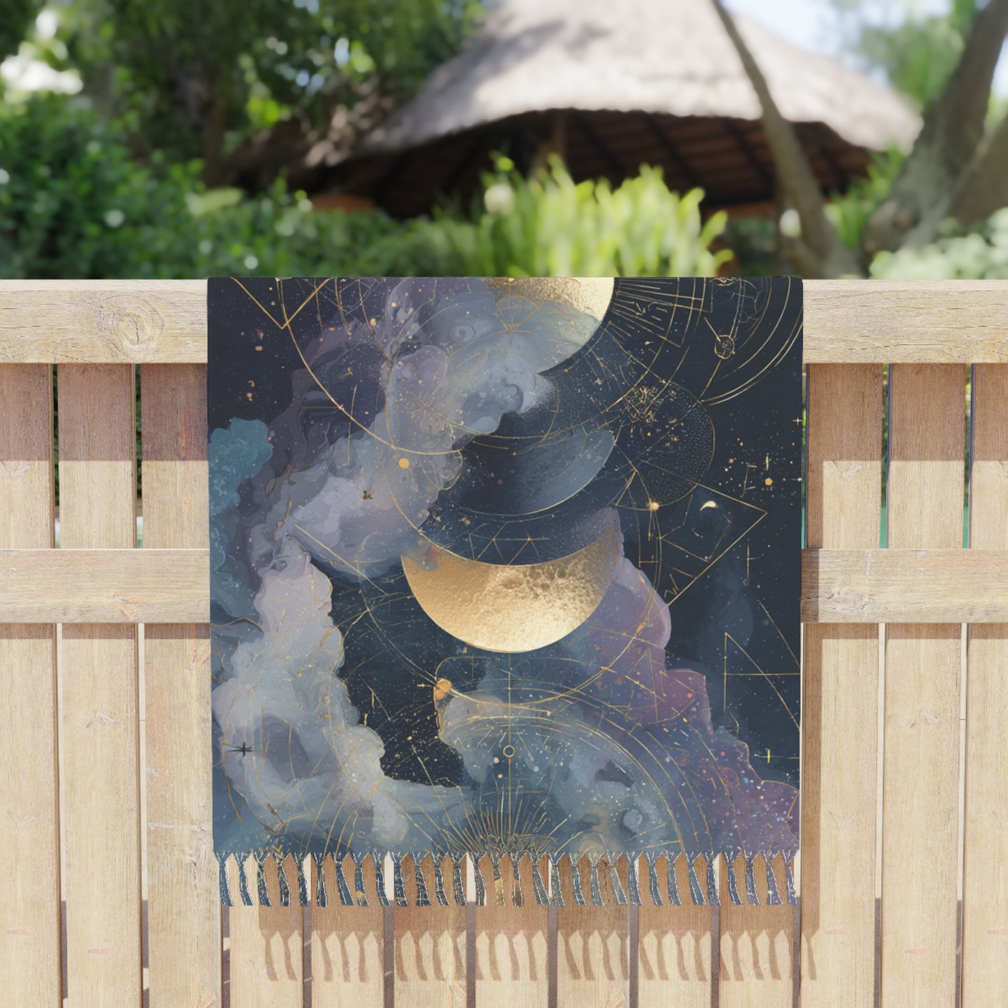 Boho Moon Phase Beach Towel, Astrology Decor, Crystal Beach Wrap, Meditation Blanket, Bohemian Gift for Beach Lovers