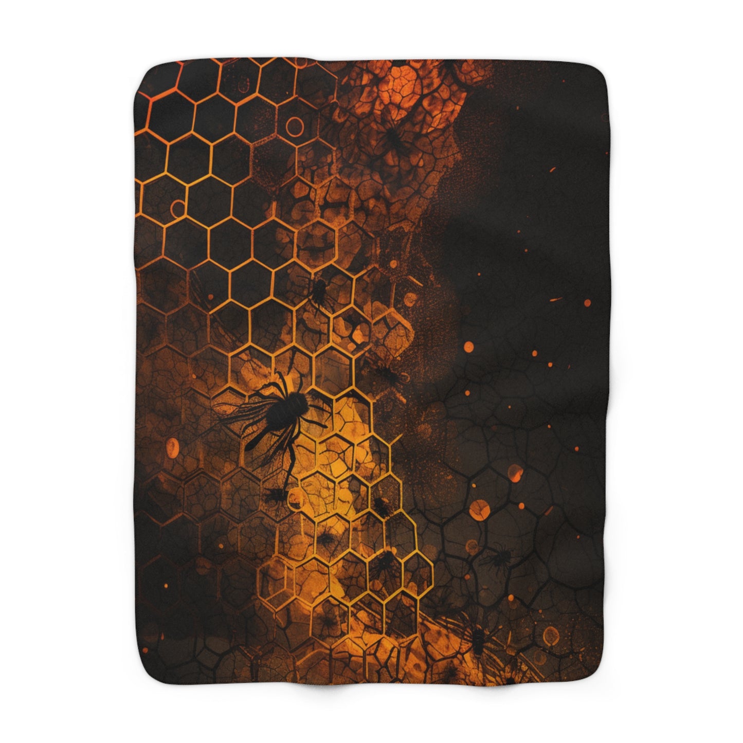 Boho Honeycomb Bee Sherpa Blanket | Cozy Fleece Throw for Couch | Unique Geometric Home Decor Gift