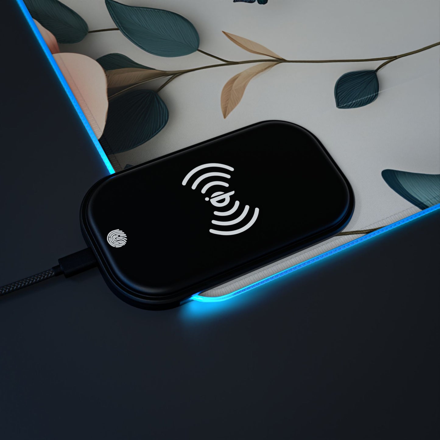 Floral RGB LED Gaming Mouse Pad 39x20 – Large Wireless Charging Desk Mat Non-Slip