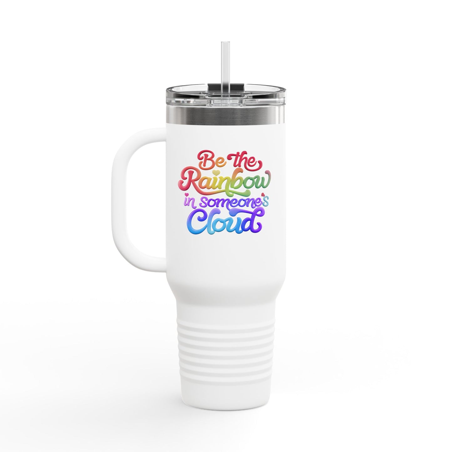 40oz Insulated Travel Mug – Stainless Steel, Spill-Proof, Motivational Rainbow Design