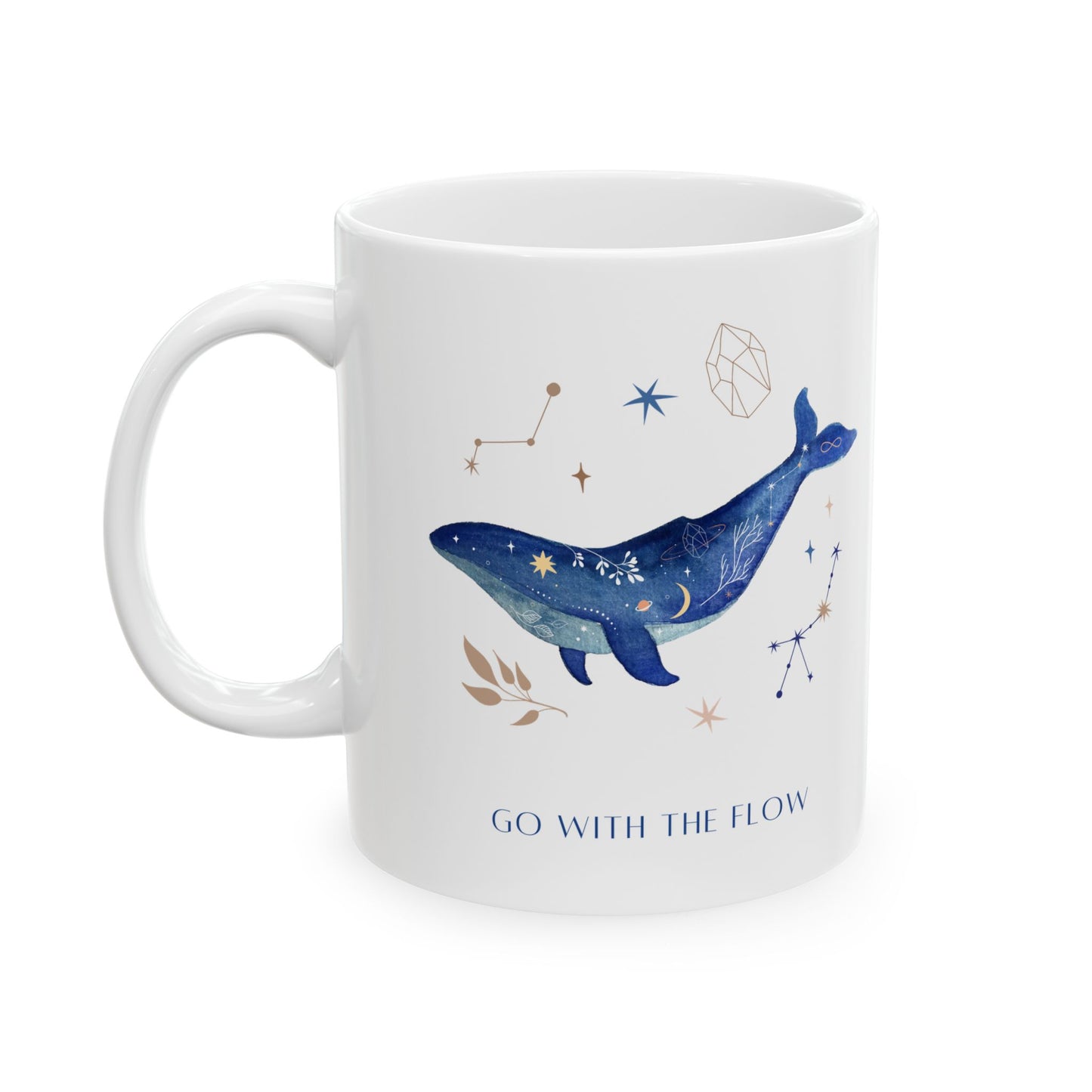 Galaxy Whale Coffee Mug | Celestial Ocean Art Cup | Go With The Flow Mindfulness Gift for Star Gazers