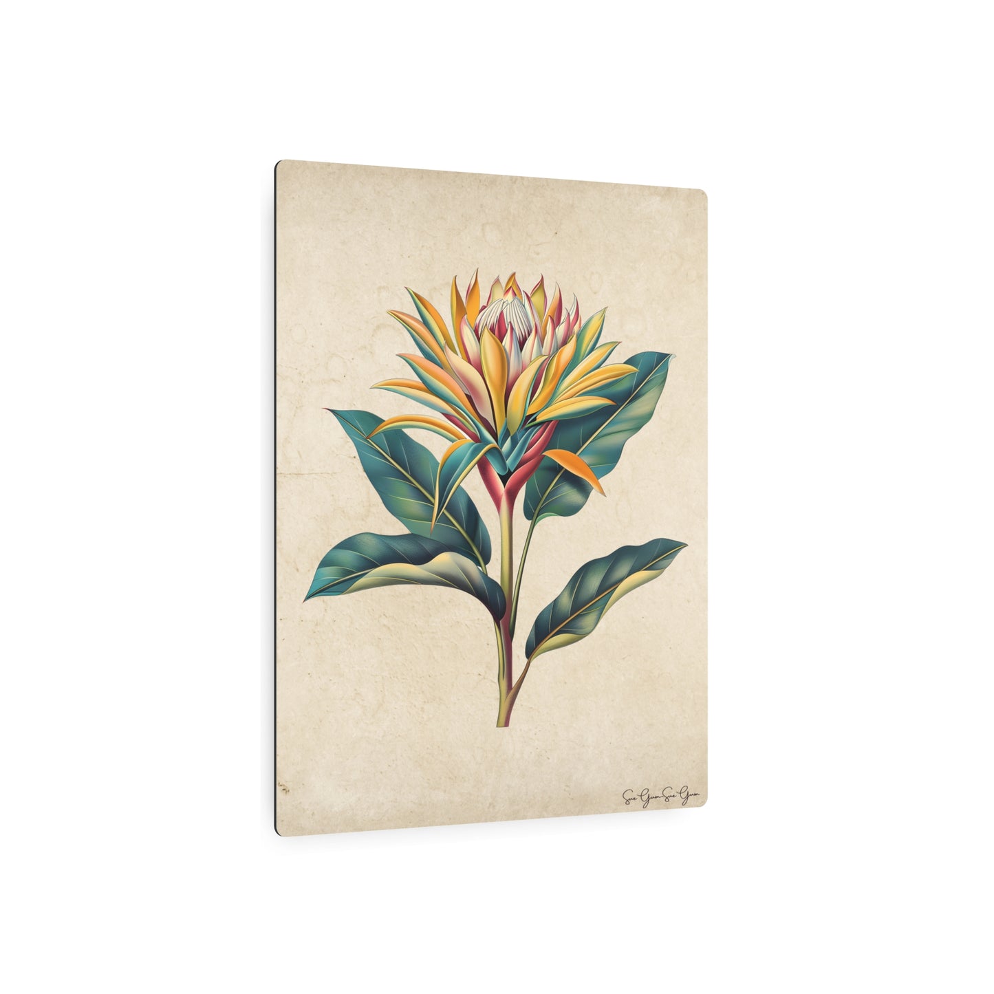 3D Floral Metal Wall Art - Botanical Aluminum Print with Matte Finish, Artist Signed