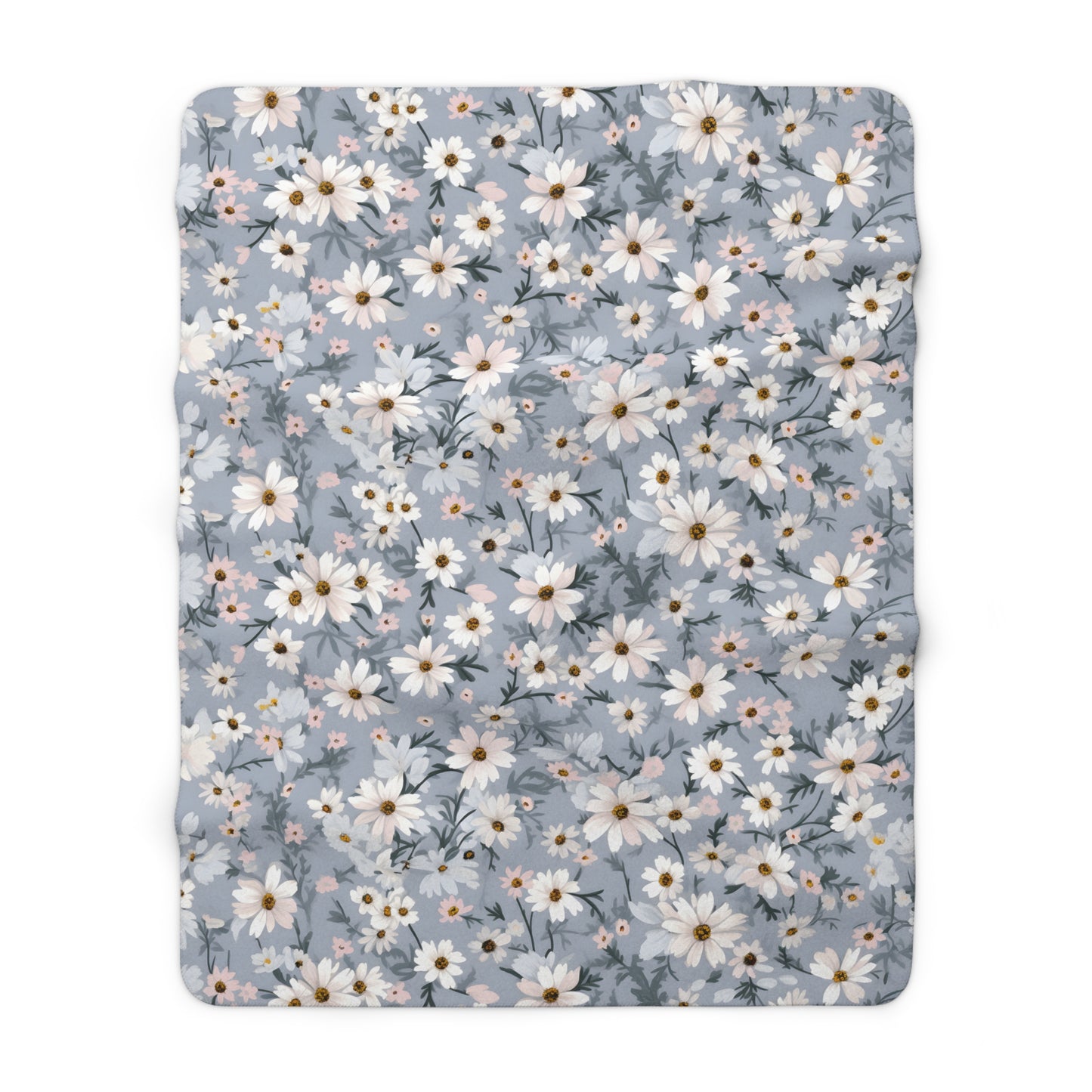 Boho Floral Throw Blanket | Soft Pink Daisy Sherpa Fleece | Cozy Couch Blanket for Bed | Aesthetic Home Decor Gift