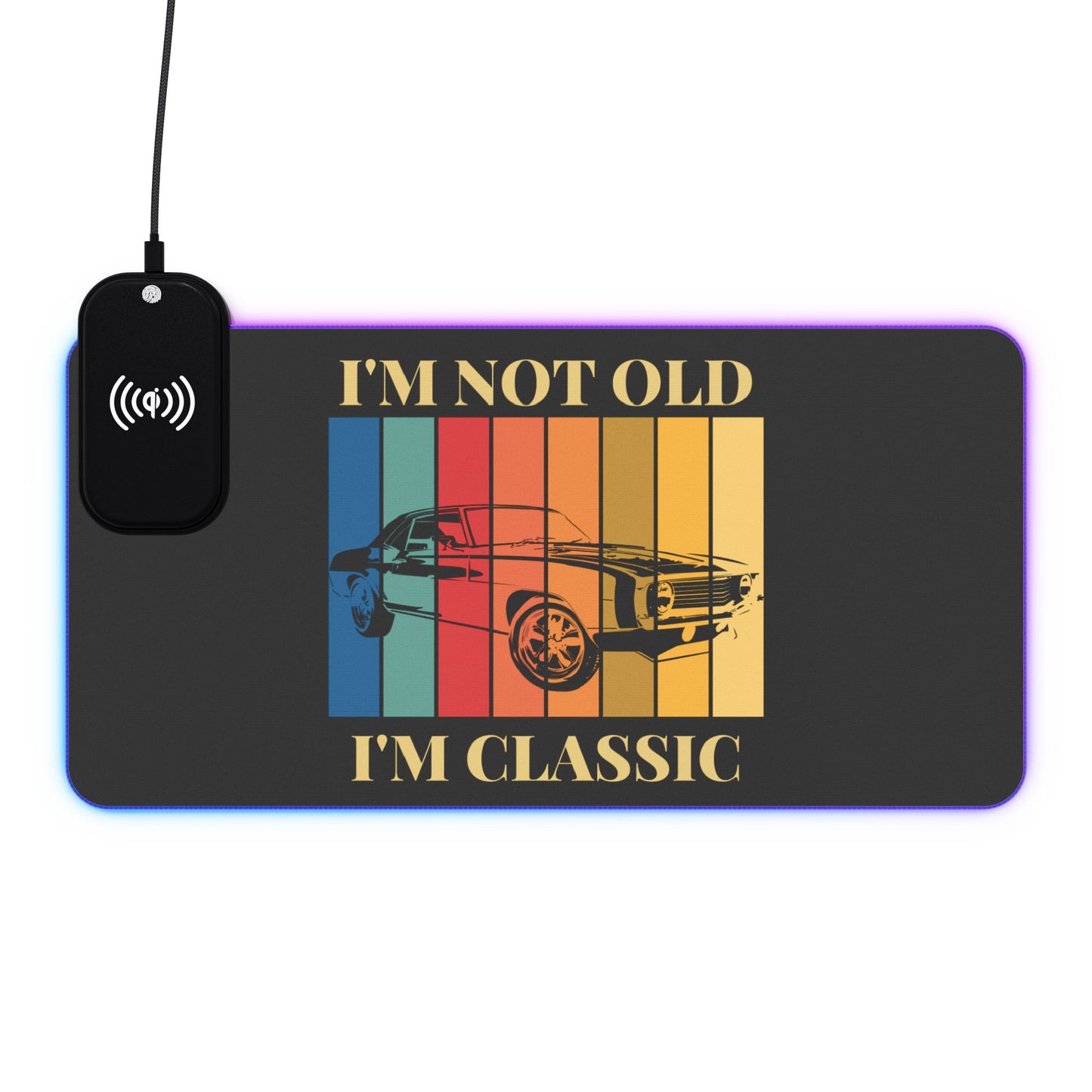 Vintage Car RGB Gaming Mouse Pad with Wireless Charging
