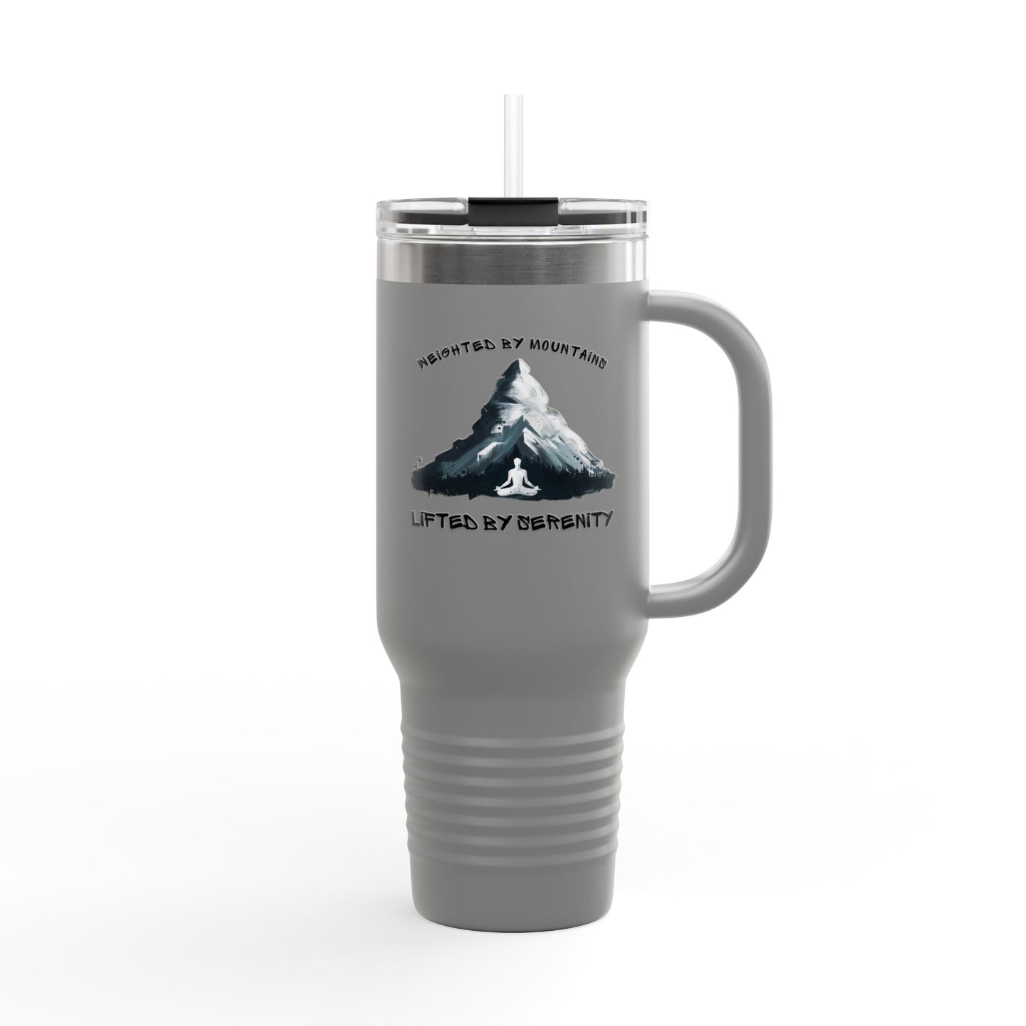 40 oz Insulated Stainless Steel Tumbler with Handle & Straw - White Mountain Quote Travel Mug