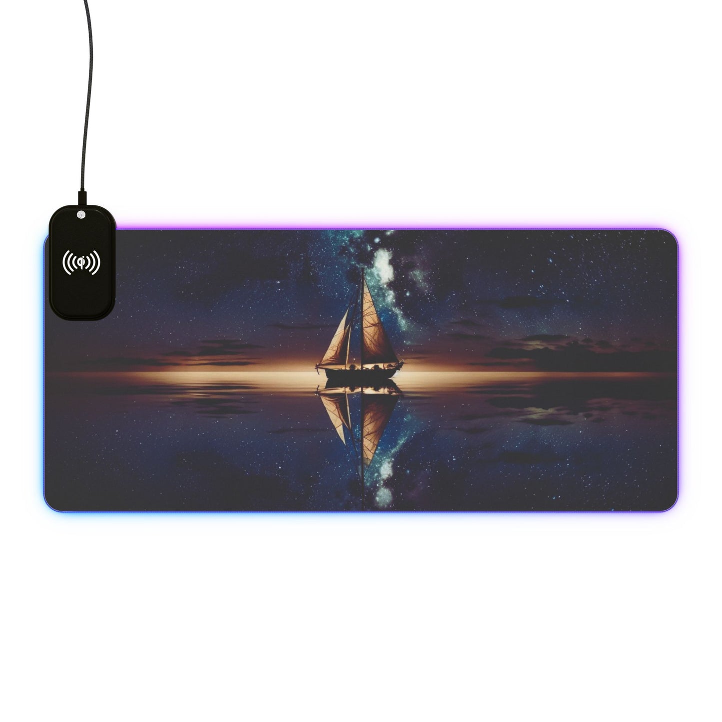 RGB Gaming Mouse Pad: Qi Wireless Charging, Starry Night Design