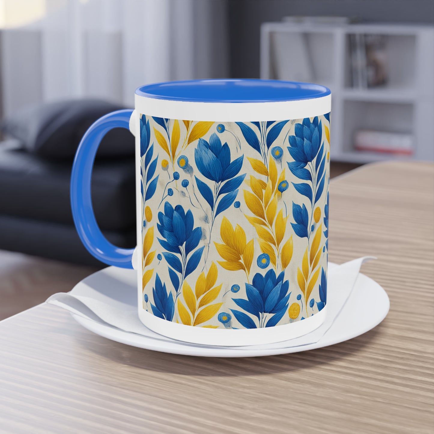 Floral Two-Tone Coffee Mug, Perfect for Home or Office, Gift for Coffee Lovers, Unique Kitchen Decor, Ideal for Birthdays, Mother's Day