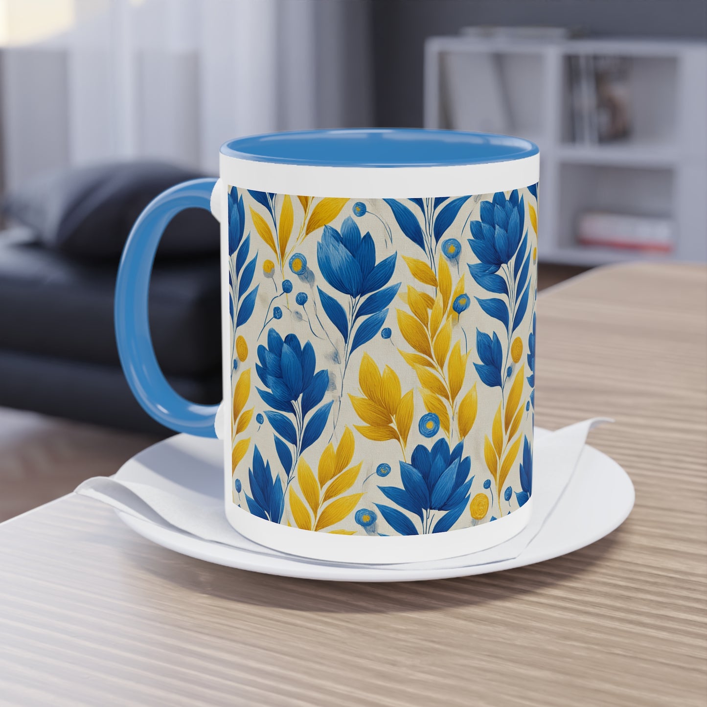Floral Two-Tone Coffee Mug, Perfect for Home or Office, Gift for Coffee Lovers, Unique Kitchen Decor, Ideal for Birthdays, Mother's Day