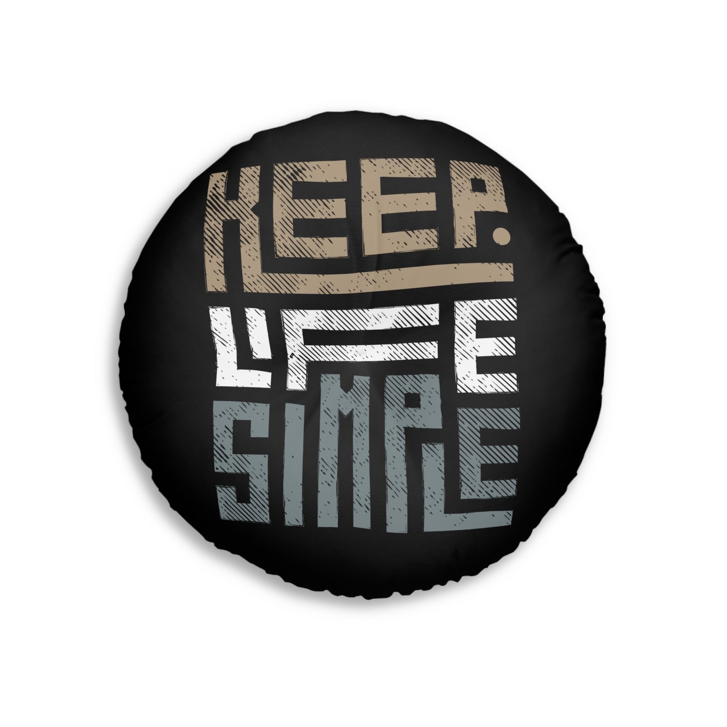 Round Tufted Floor Pillow - KEEP LIFE SIMPLE Black Cushion, Modern Minimalist Seating