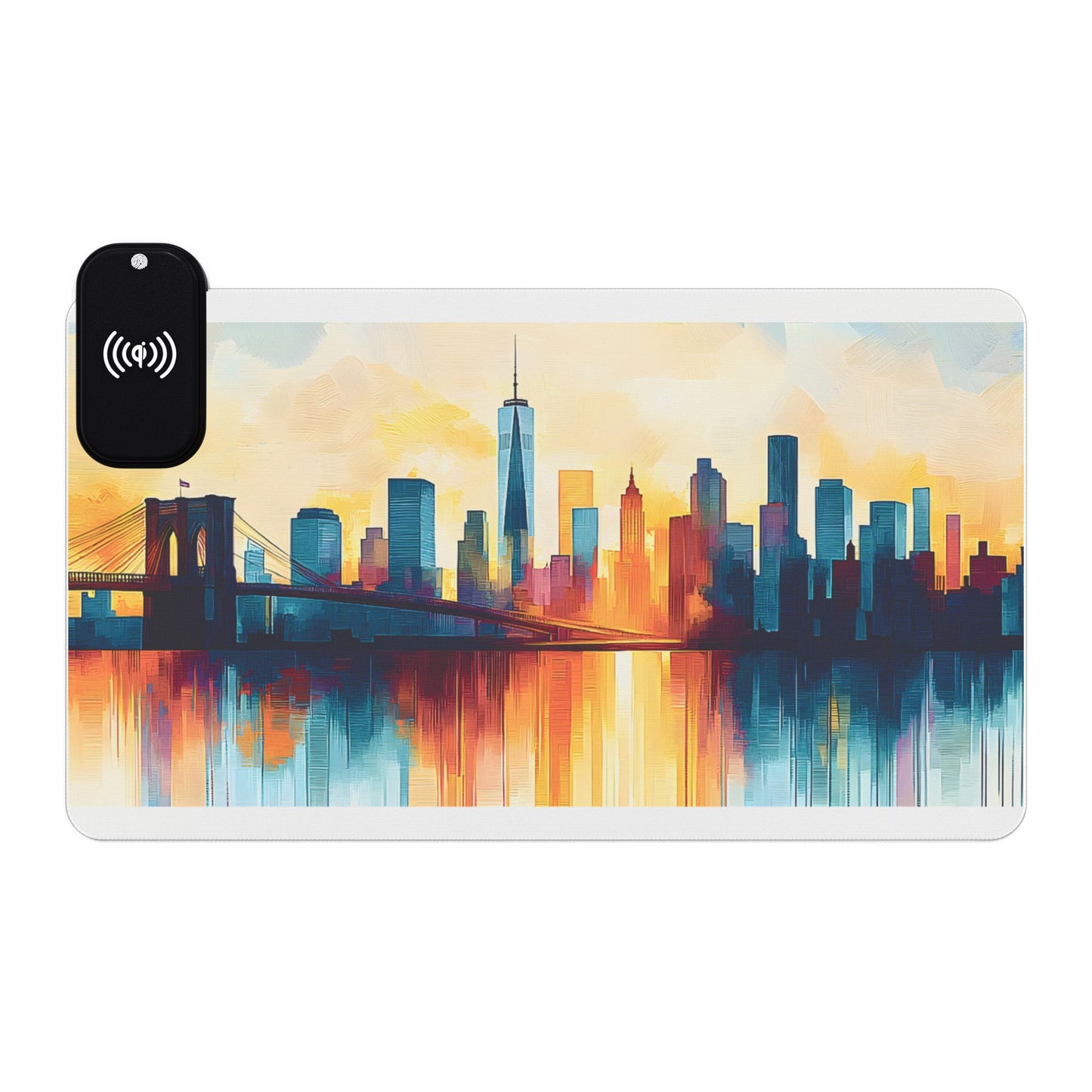 Cityscape rgb gaming mouse pad with Qi wireless charging, usb-c, 15w non-slip desk mat