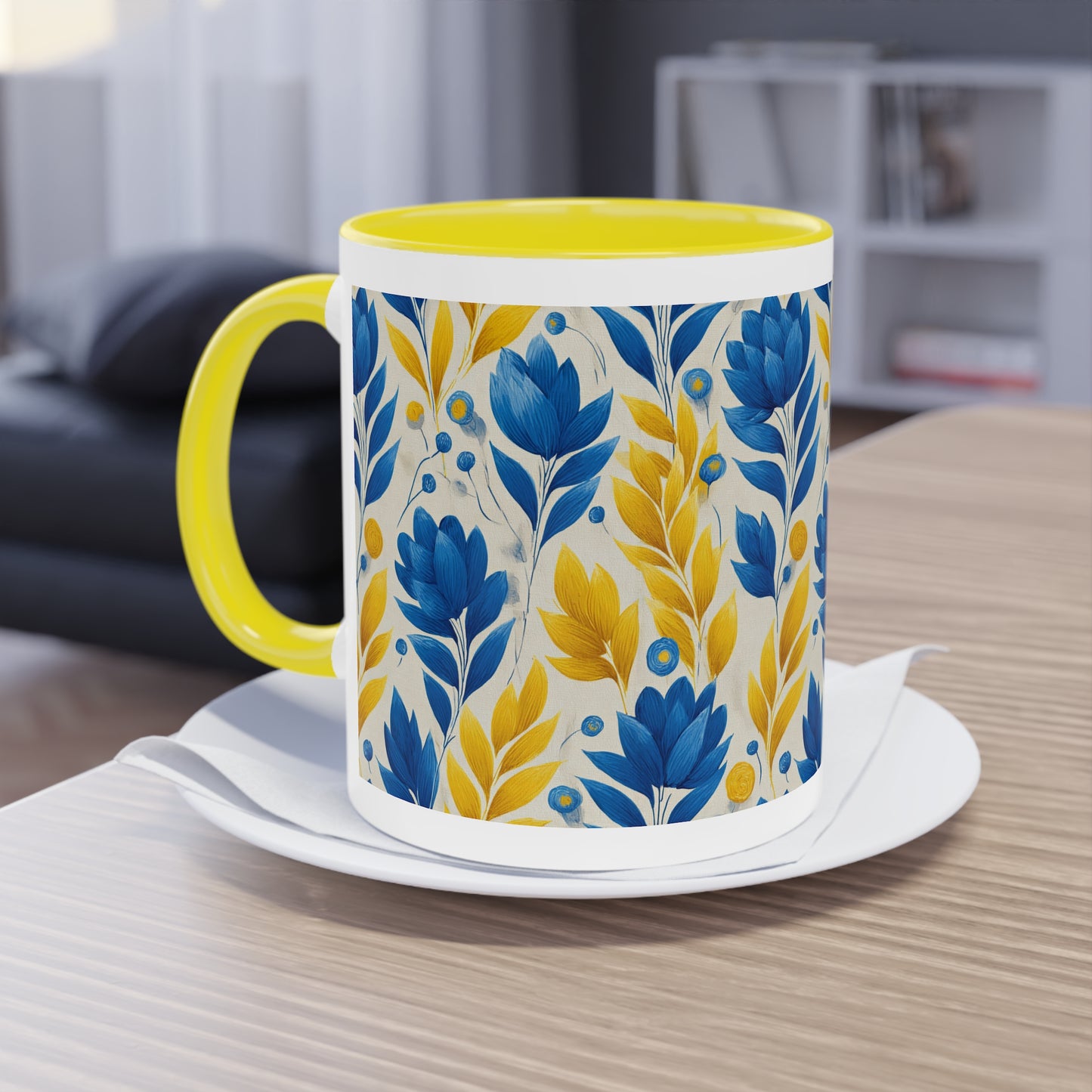 Floral Two-Tone Coffee Mug, Perfect for Home or Office, Gift for Coffee Lovers, Unique Kitchen Decor, Ideal for Birthdays, Mother's Day
