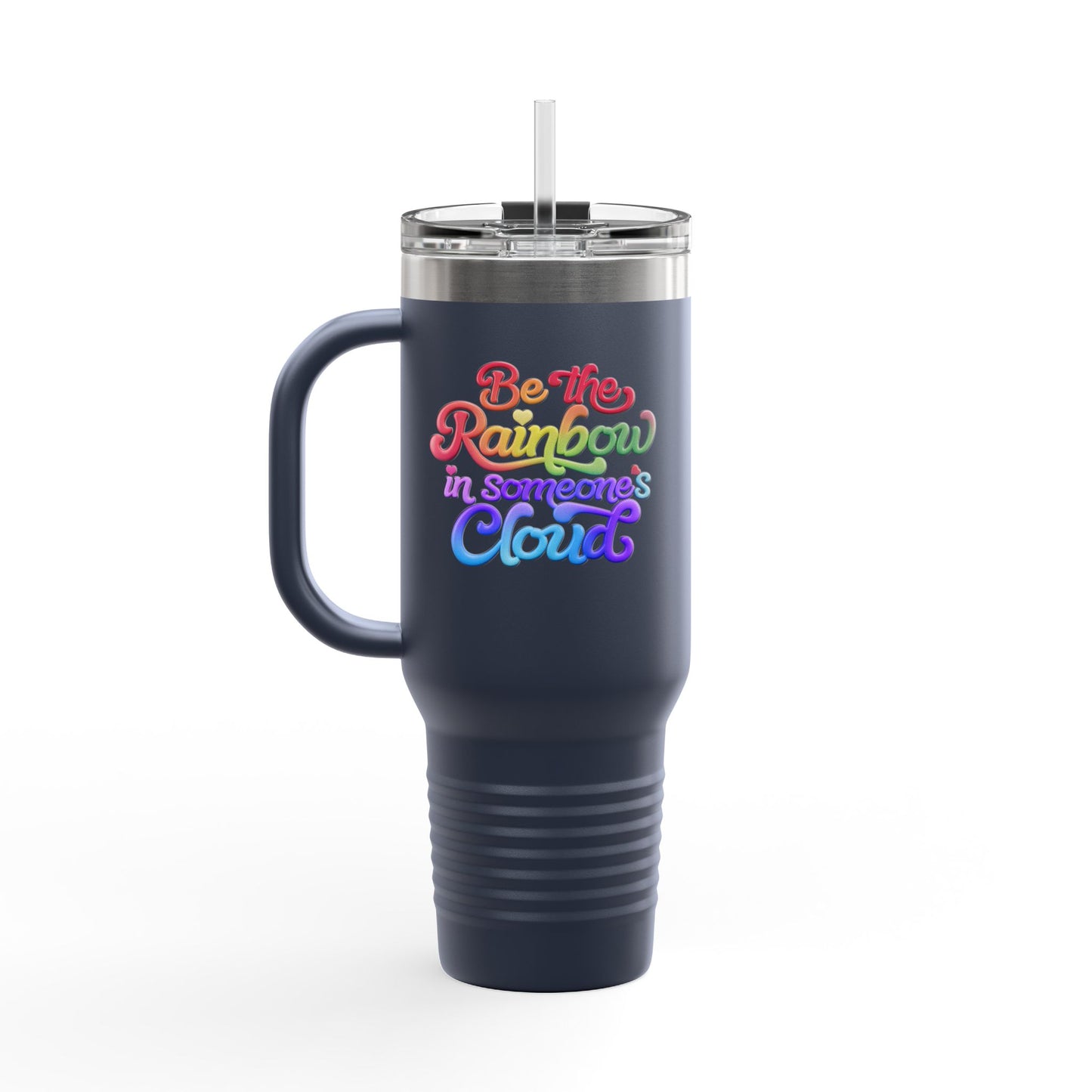 40oz Insulated Travel Mug – Stainless Steel, Spill-Proof, Motivational Rainbow Design