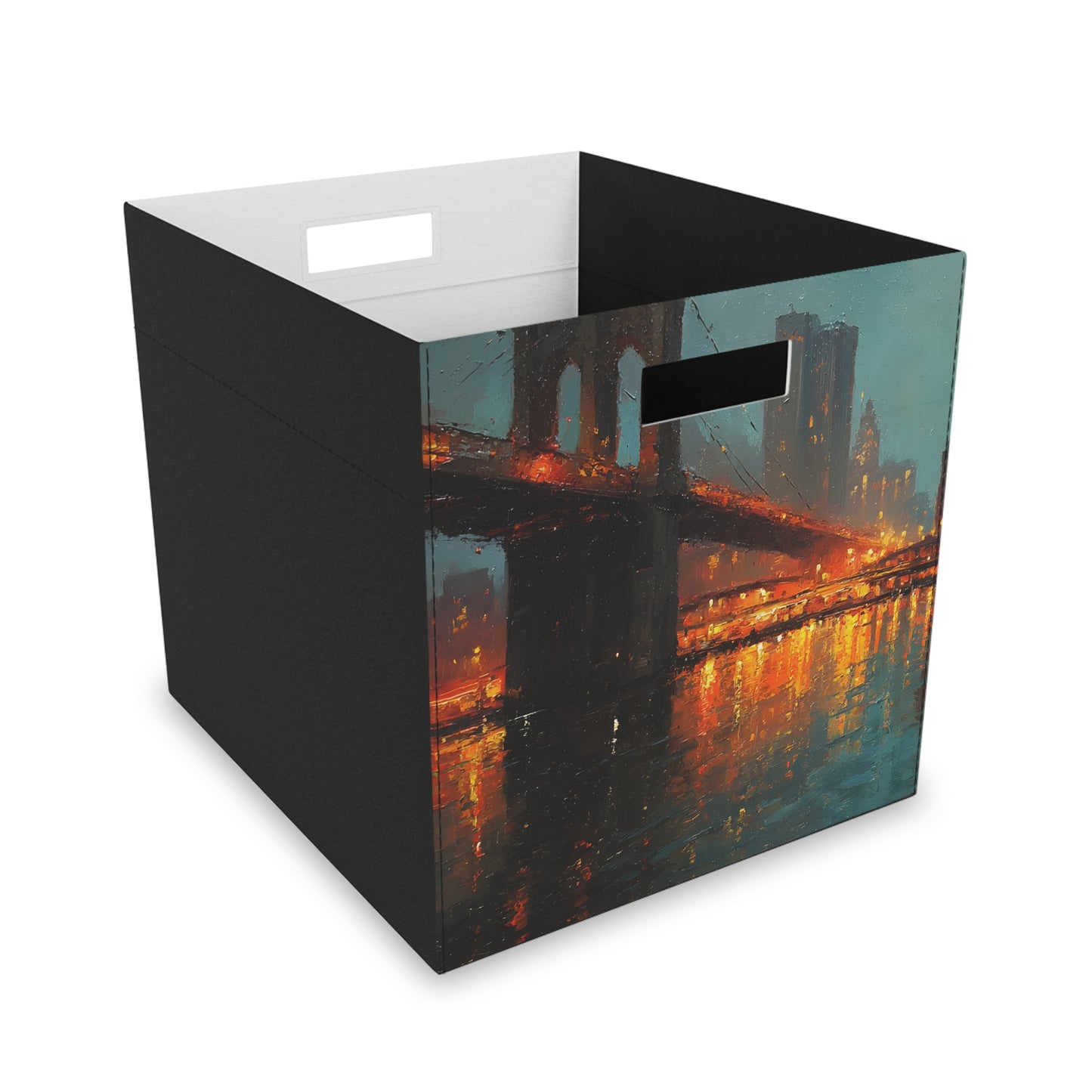 Urban Skyline Felt Storage Box, Decorative Organizer, Home Decor, Modern Storage Solution, Gift for Housewarming, Art Box