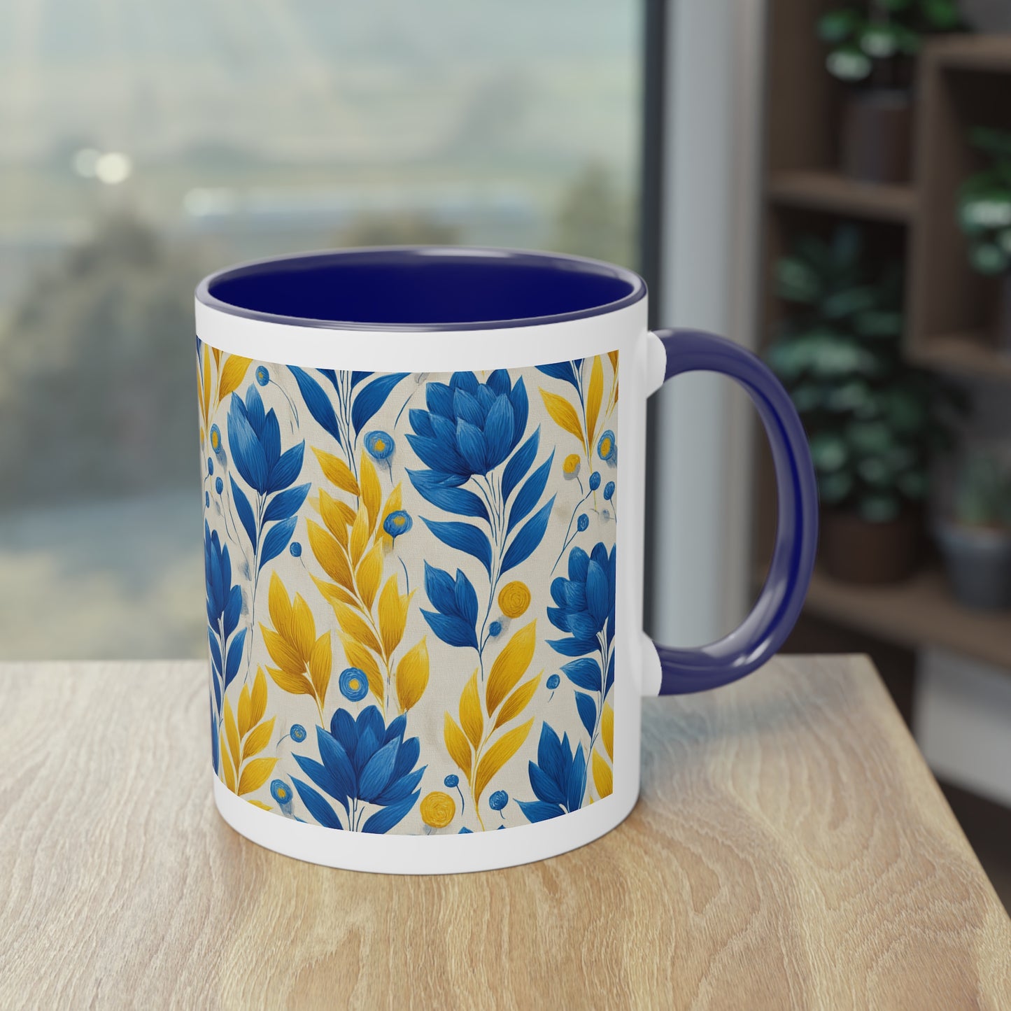 Floral Two-Tone Coffee Mug, Perfect for Home or Office, Gift for Coffee Lovers, Unique Kitchen Decor, Ideal for Birthdays, Mother's Day