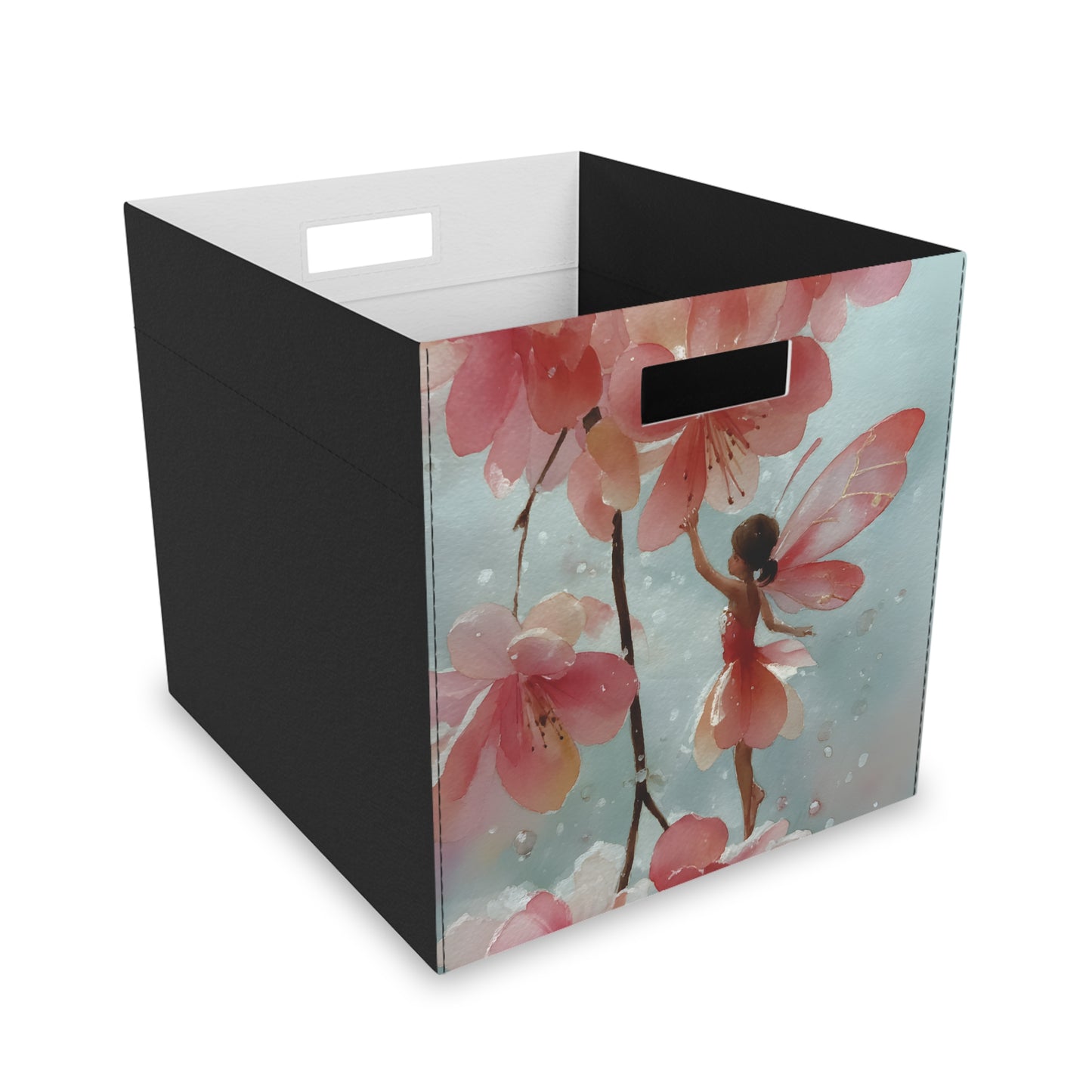 Whimsical Felt Storage Box, Fairy-Themed Organizing Bin, Floral Home Decor, Kids Room Storage, Gift for Mothers Day