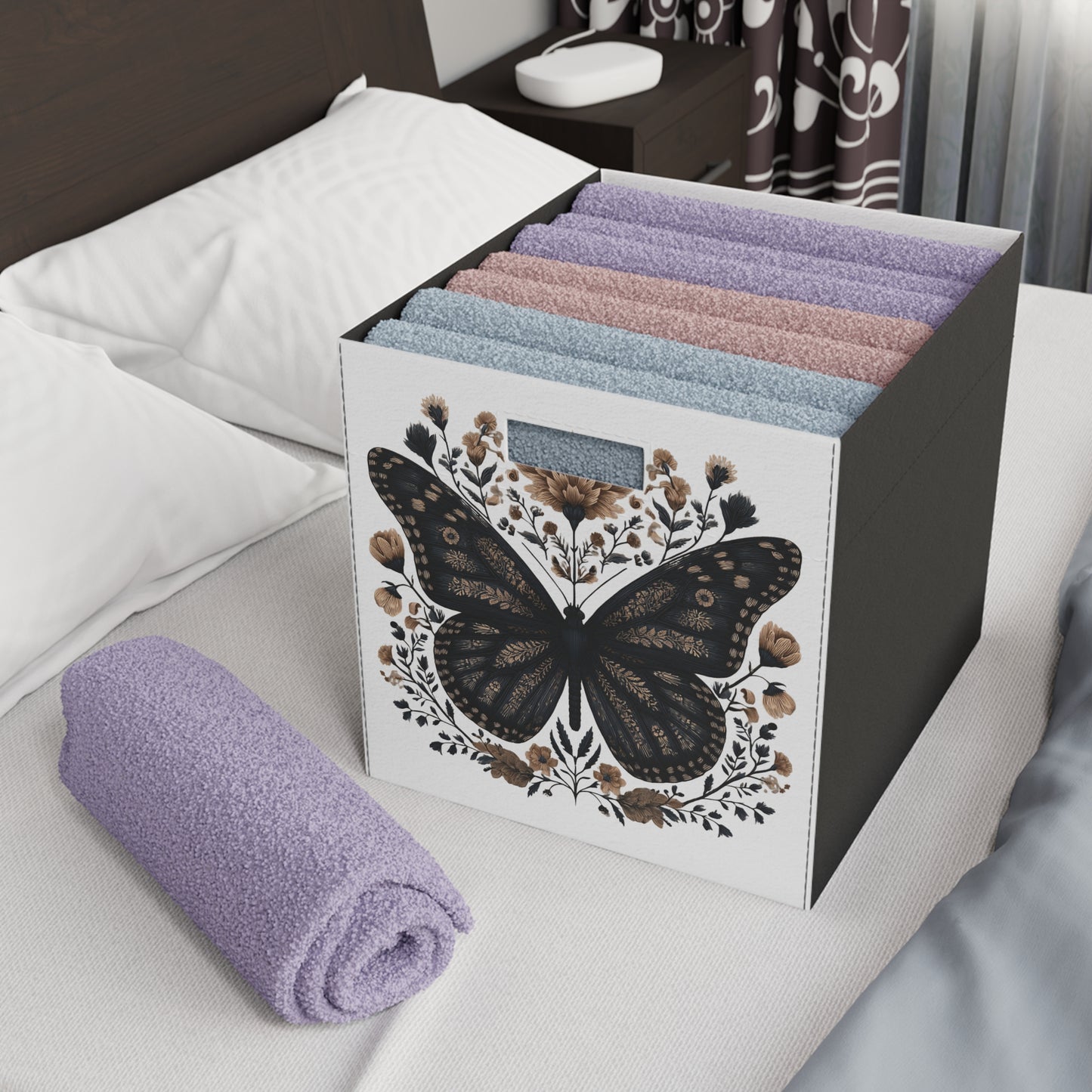 Butterfly Felt Storage Box, Decorative Organizing Bins, Boho Storage Baskets, Home Décor, Gift for Nature Lovers