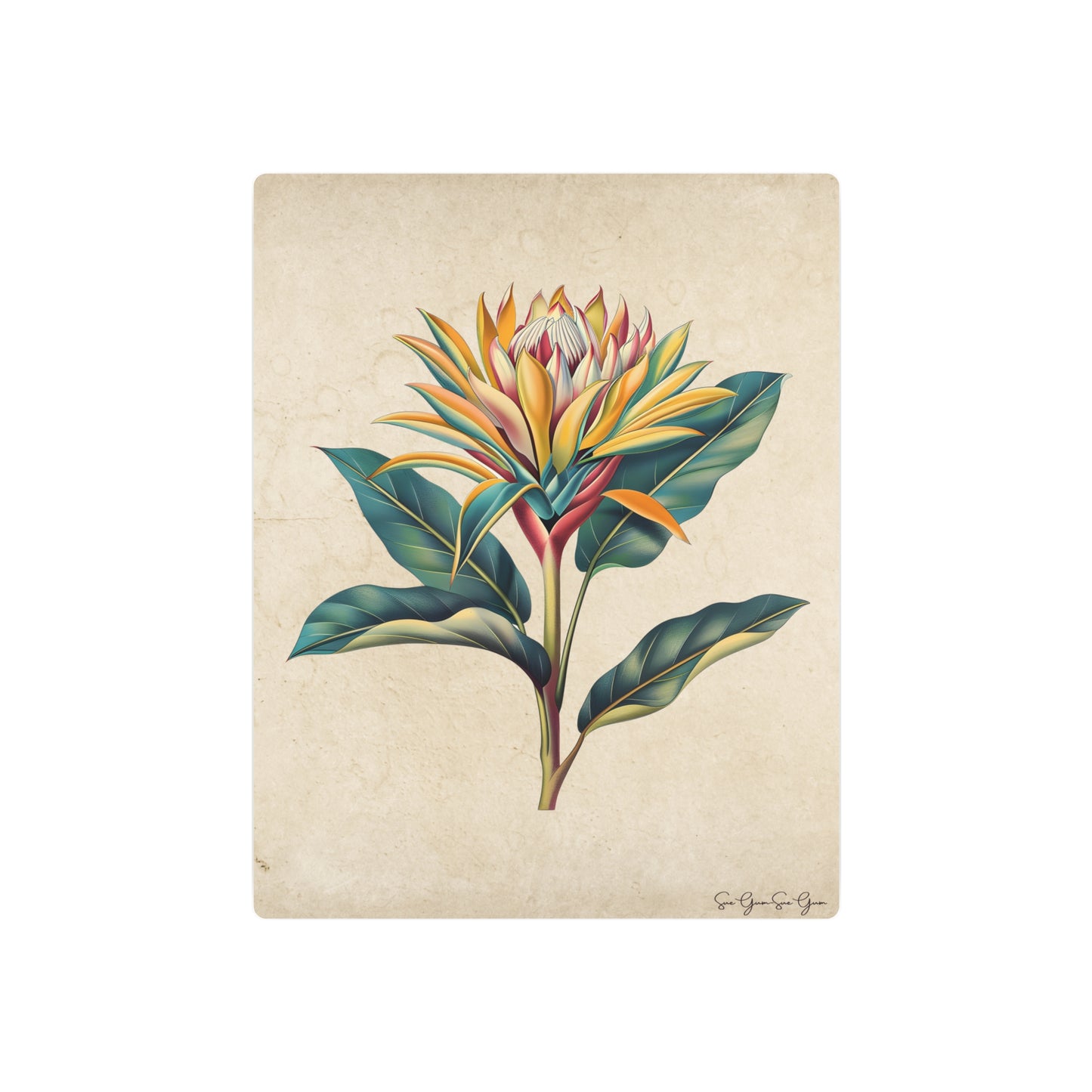 3D Floral Metal Wall Art - Botanical Aluminum Print with Matte Finish, Artist Signed