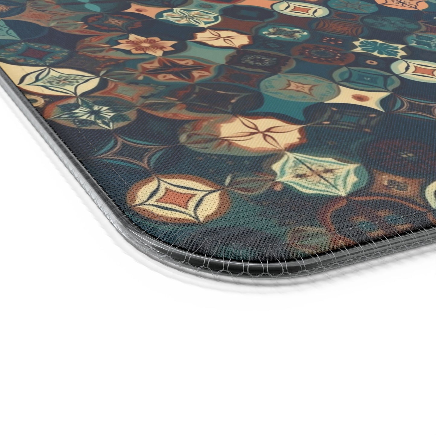 rgb gaming mouse pad with 15w qi charging – smooth xl desk mat, geometric teal gold design