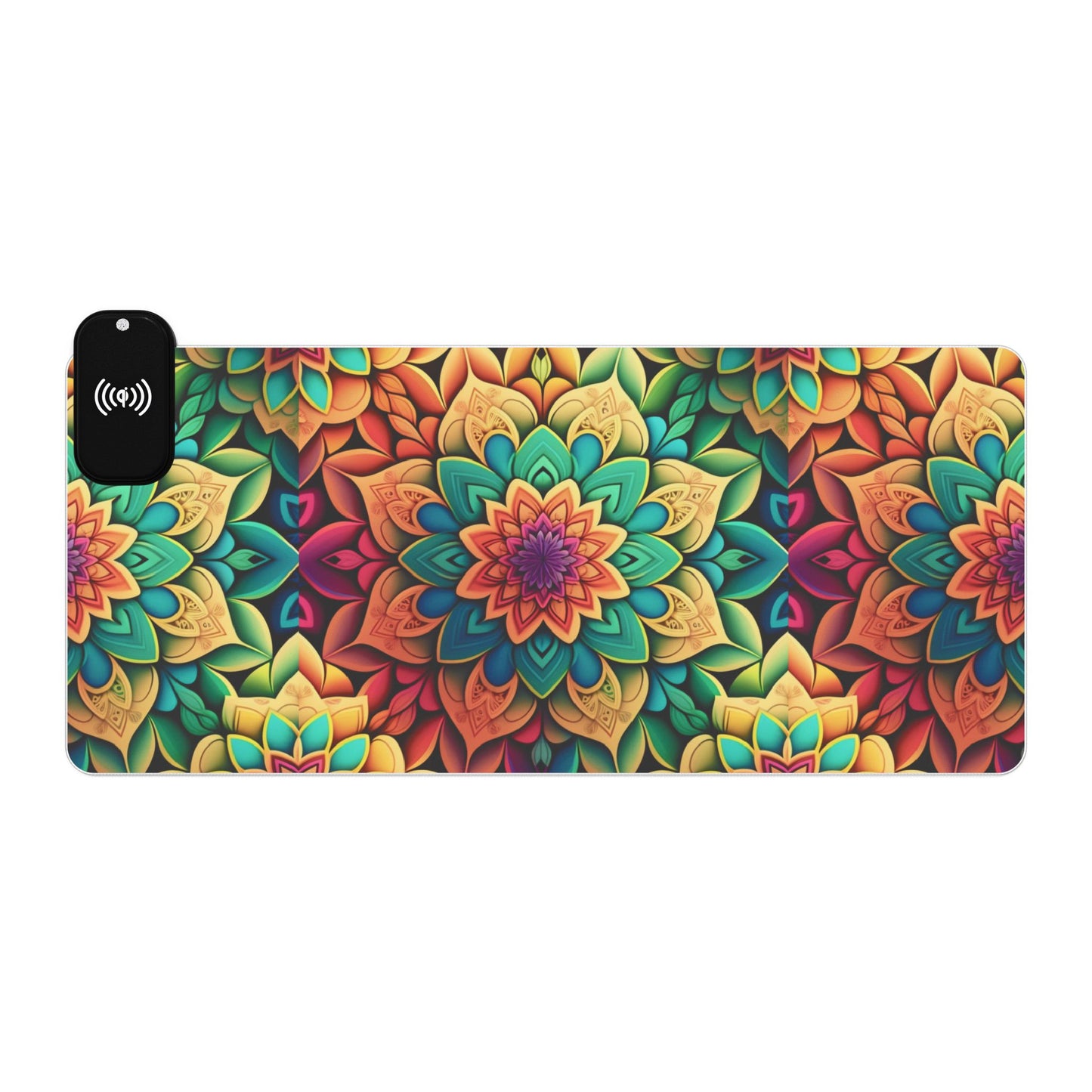 Mandala RGB Gaming Mouse Pad | Wireless Charging | Large Artistic Desk Mat