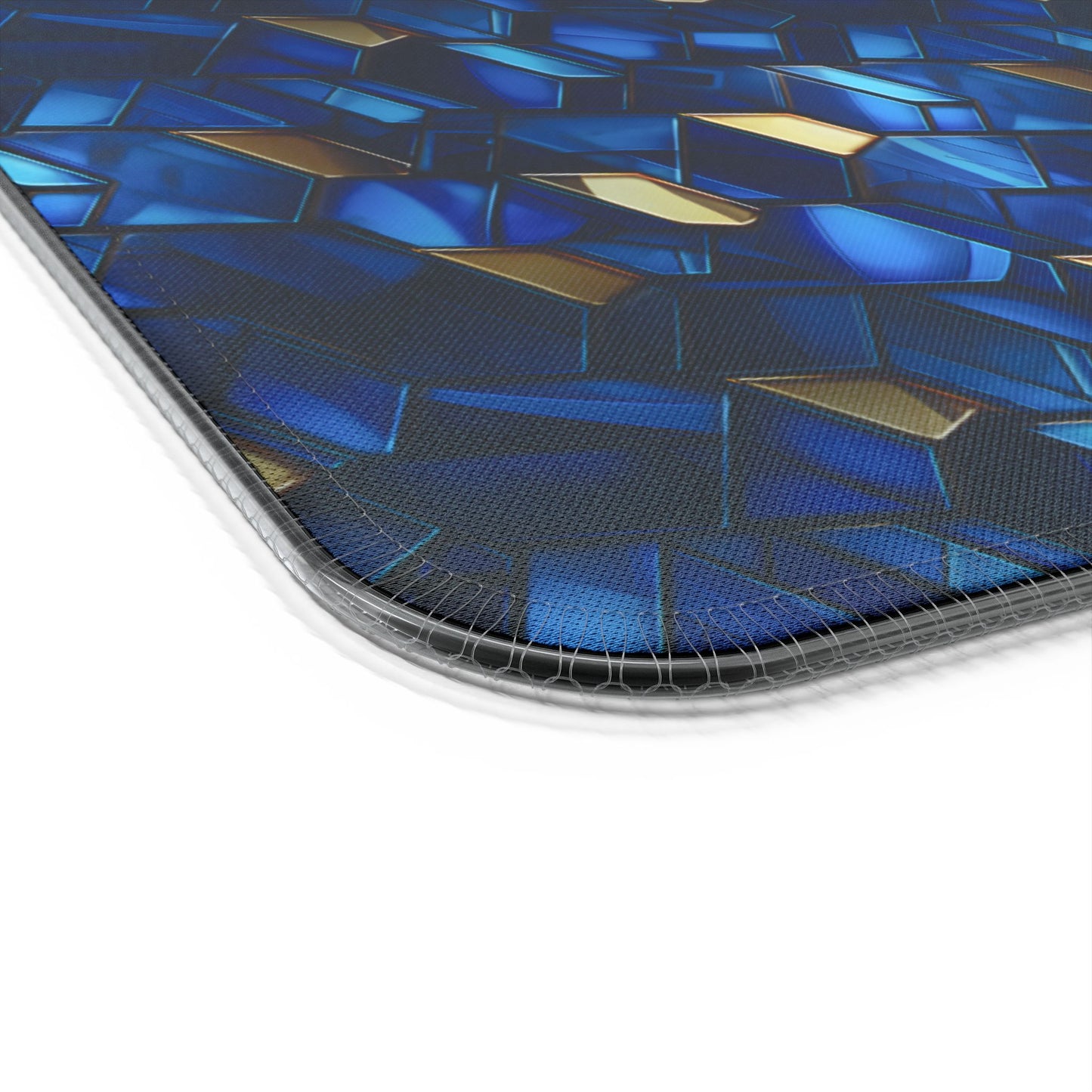 rgb gaming mouse pad with 15w qi charging – blue & gold geometric desk mat