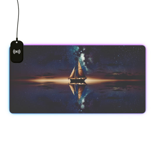 RGB Gaming Mouse Pad: Qi Wireless Charging, Starry Night Design