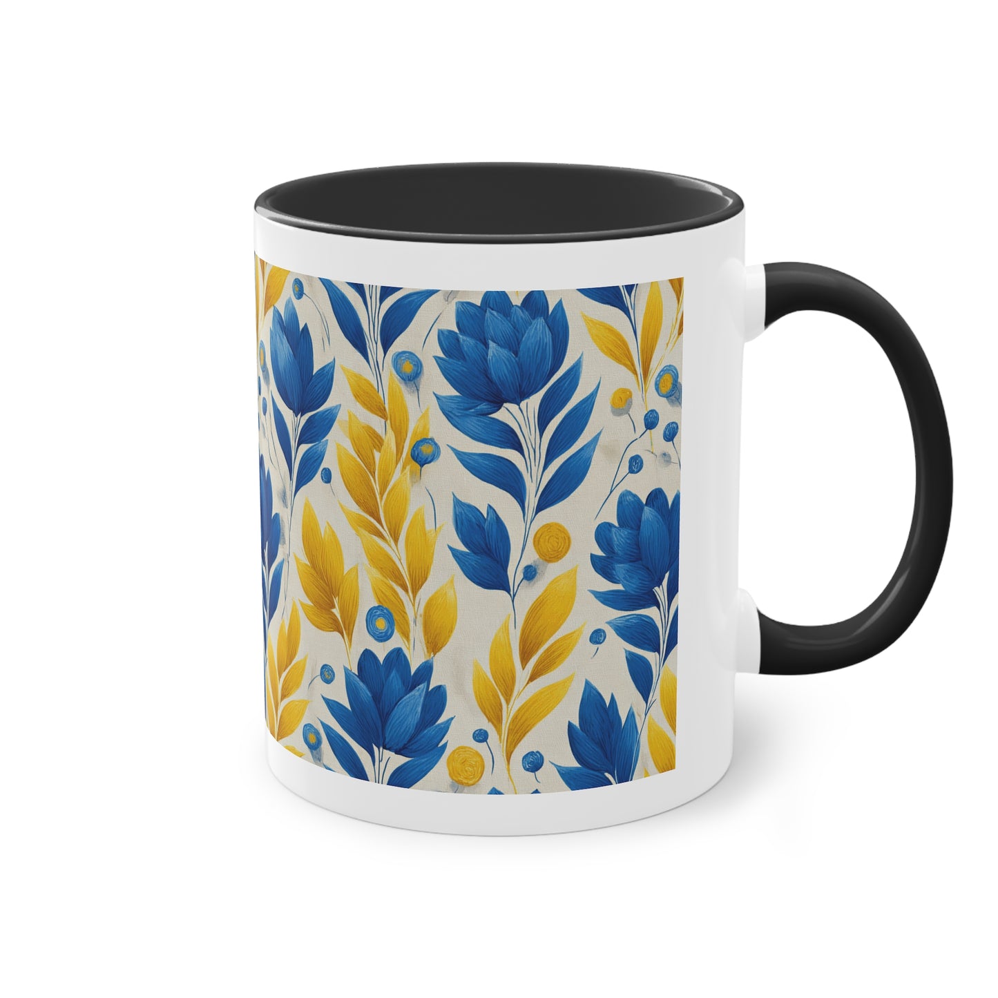 Floral Two-Tone Coffee Mug, Perfect for Home or Office, Gift for Coffee Lovers, Unique Kitchen Decor, Ideal for Birthdays, Mother's Day