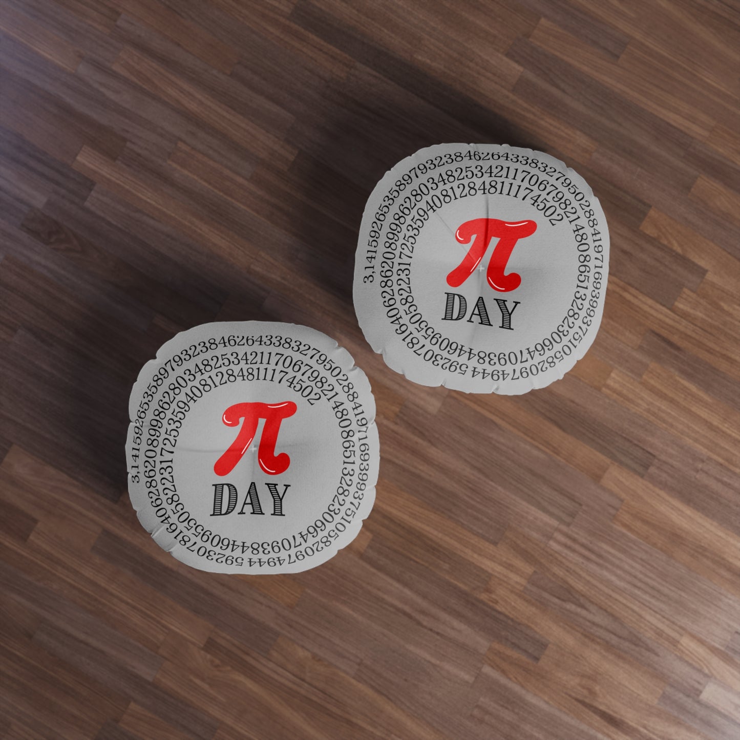 Pi Day Round Floor Pillow - Math Decor Cushion, Red Pi Symbol, Double-Sided, STEM Gift
